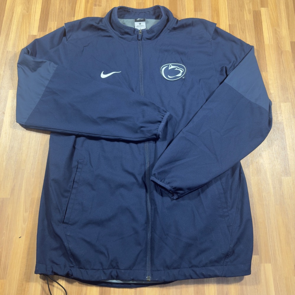 Nike Penn State Nittany Lions Dri-FIT Full Zip Navy Blue Jacket Mens Medium